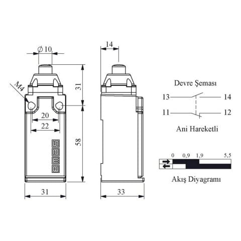 EMAS L51K13PUM211 DOGRUSAL HAREKETLİ METAL PİM ( METAL GÖVDELİ )
