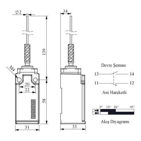 EMAS L51K13SOM101 ACISAL HARK SPİRAL TELLİ ÇOK YÖNLÜ KOL