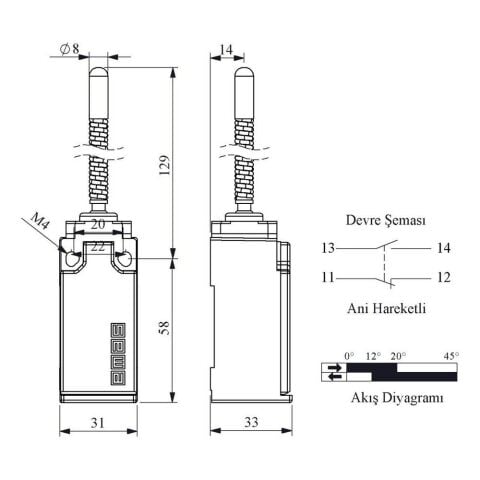 EMAS L51K13SOM102 ACISAL KARK UC TARAFI METAL SPİRAL ÇOK YÖN KOL