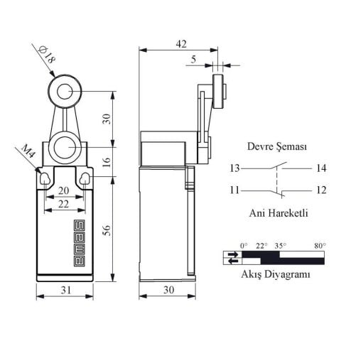 EMAS L5K13MEM121 ACISAL HARK.18MM METAL MAK.DÖNER KOL
