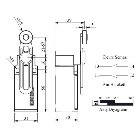 EMAS L5K13MEM122 ACISAL HARK.18 MM AYAR. METAL MAK. KISA DÖNER KOL