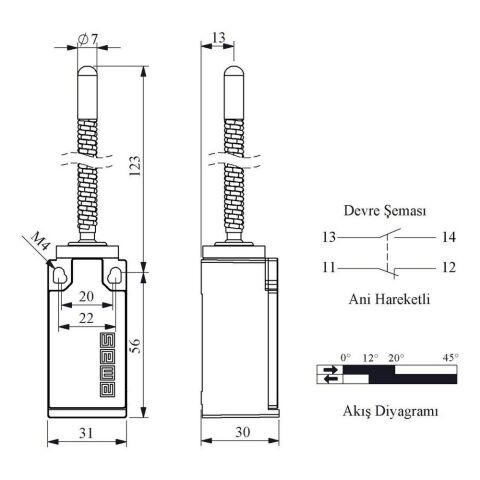 EMAS L5K13SOM102 ACISAL HARK. UC TARAFI METAL SPİRAL ÇOK YÖN KOL