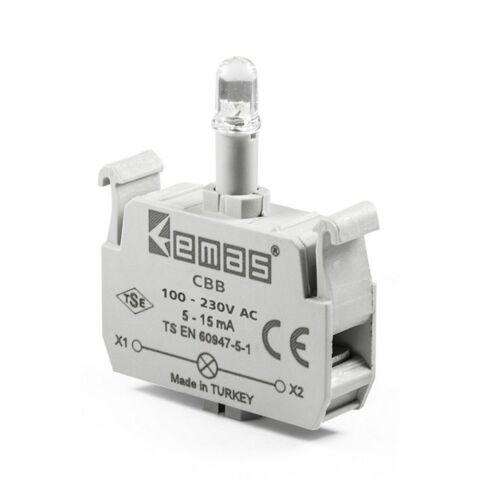 EMAS CBB 100-230V AC BEYAZ LEDLİ SİNYAL BLOK BUTONU