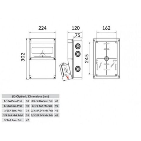 BEMİS 5-32A.380V.1AD ÖN-1-16A.220V.2AD ÖN
