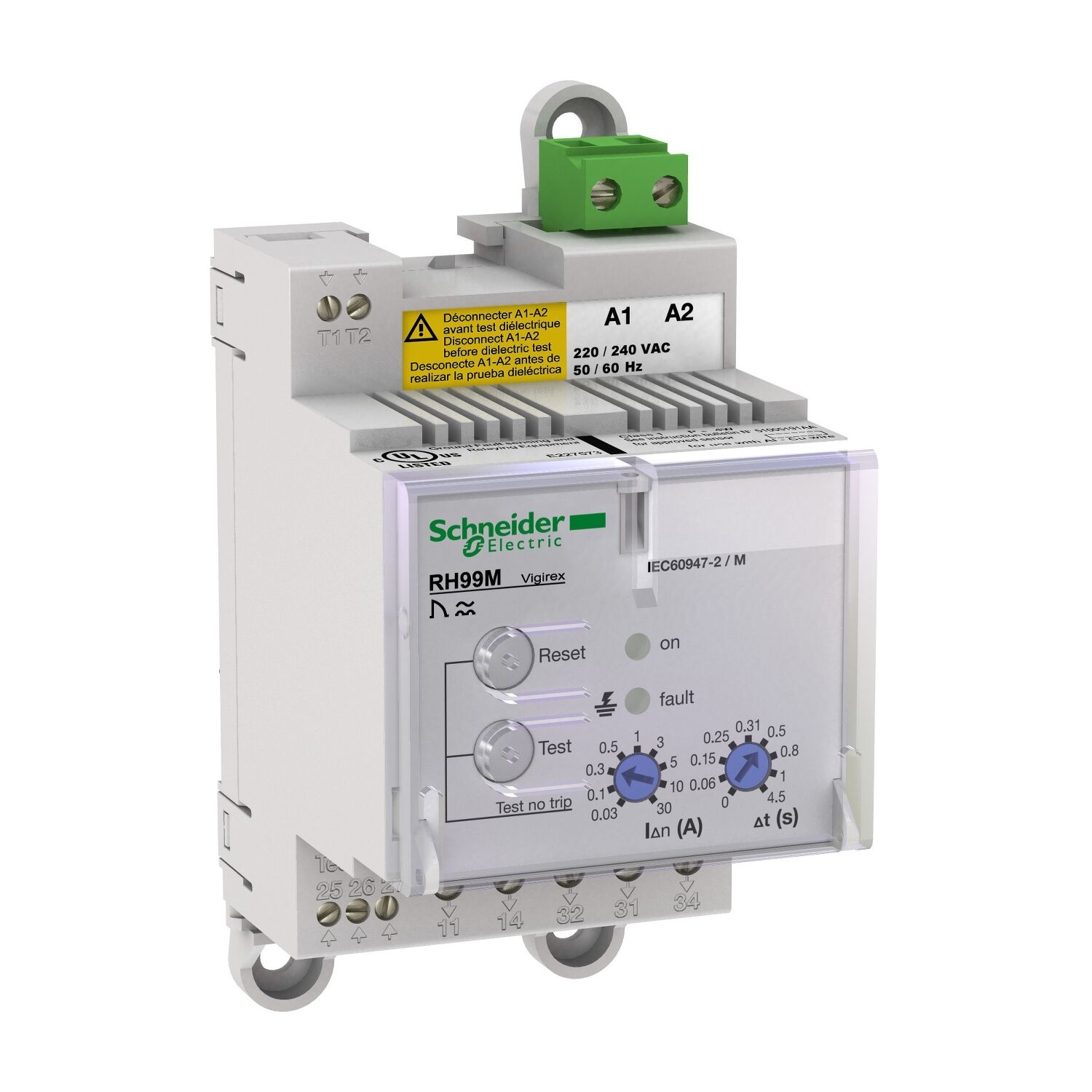 SCHNEIDER MANUEL SIFIRLAMALI TOPRAK KAÇAĞI RÖLESİ RH99M 0,03..30 A 0..4,5 SN 240 V 3303430561736