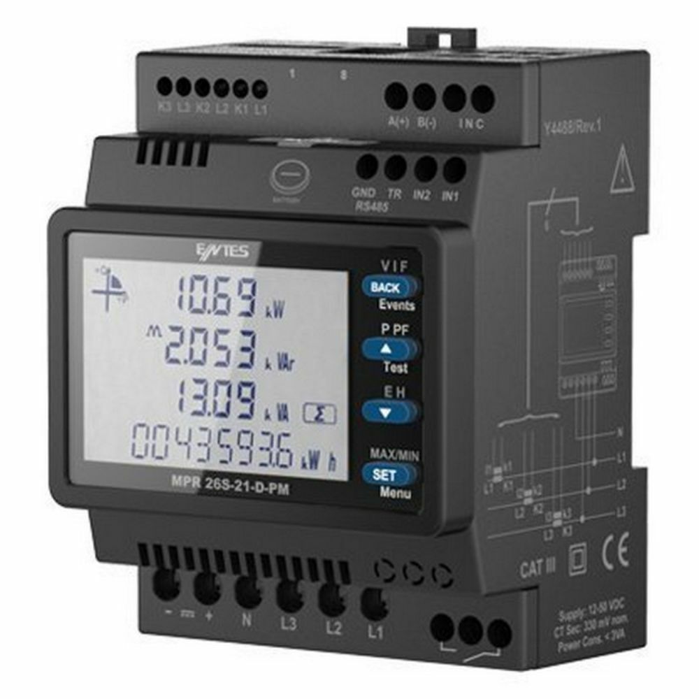 ENTES MPR-25S-22-D DIN4 12-50VDC 2 İZOLE SAYISAL ŞEBEKE ANALİZÖRÜ