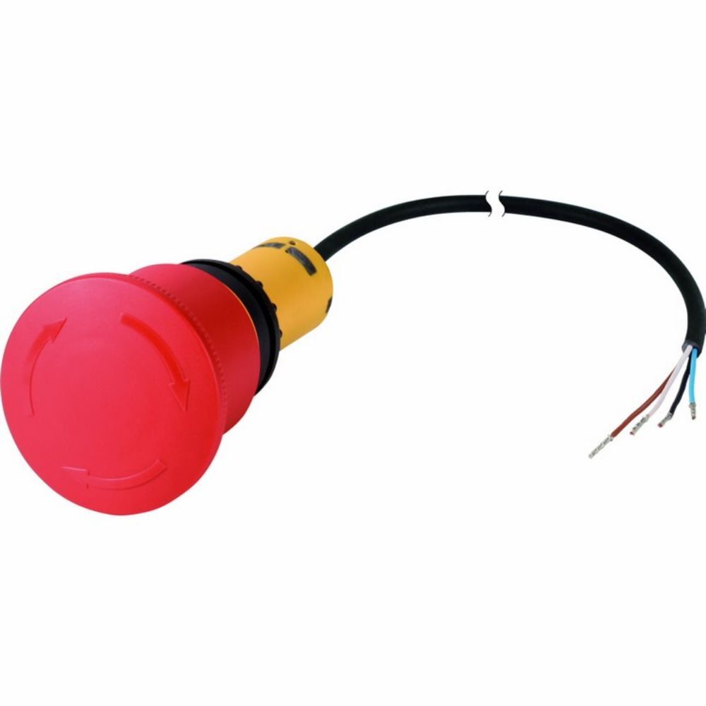 EATON C22-PVT45P-K11-P62 KABLOLU HARİCİ TİP ACİL DURDURMA BUTONU (AÇIK UÇLU, 1M), ÇEVİRMELİ, 45MM, 1NA+1NK
