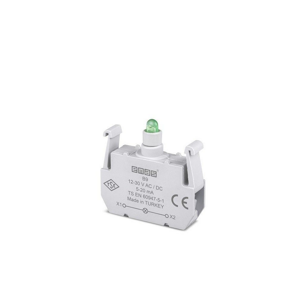 EMAS B9 B SİNYAL YEŞİL LED'Lİ BLOK 12-30 V AC/DC