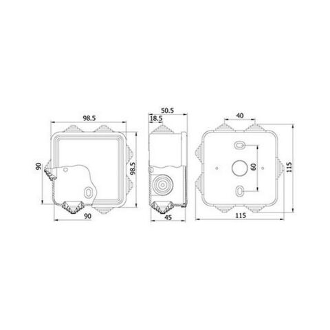 METE ENERJİ 90X90X45 TERMOPLASTİK BUAT GEÇMELİ KAPAK GRİ 40200505