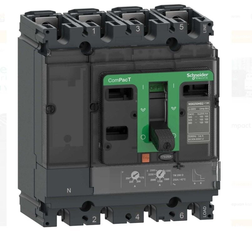 ComPacT Şalter NSX100F 36kA AC 4P3D 80A TMD.