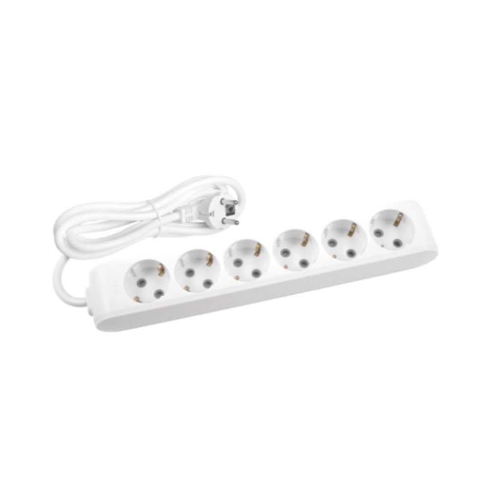 VİKO 90113602 MULTİ-LET ALTİLİ GRUP PRİZ TOPRAKLİ ÇOCUK KORUMALİ KABLOLU 2 METRE BEYAZ
