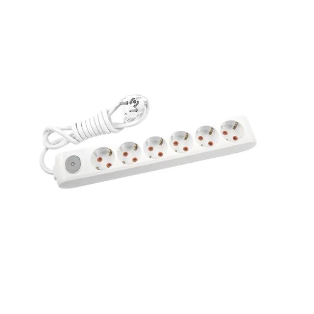 VİKO 90117605 MULTİ-LET ALTİLİ GRUP PRİZ ANAHTARLİ TOPRAKLİ ÇOCUK KORUMALİ KABLOLU 5 METRE BEYAZ