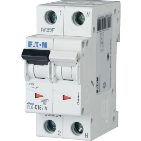 EATON PL6-B16/1N OTOMATİK SİGORTA - 6KA - B EĞRİSİ - 1X16A+N