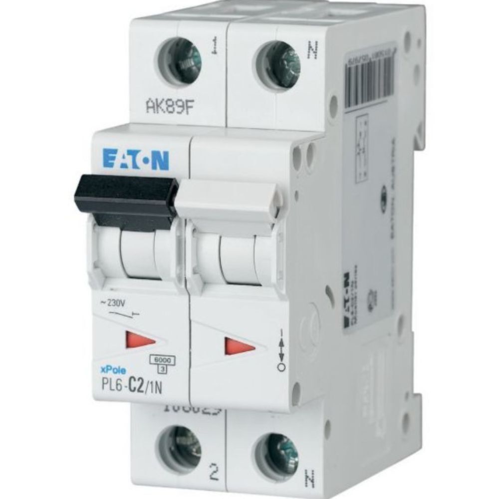 EATON PL6-C2/1N OTOMATİK SİGORTA - 6KA - C EĞRİSİ - 1X2A+N