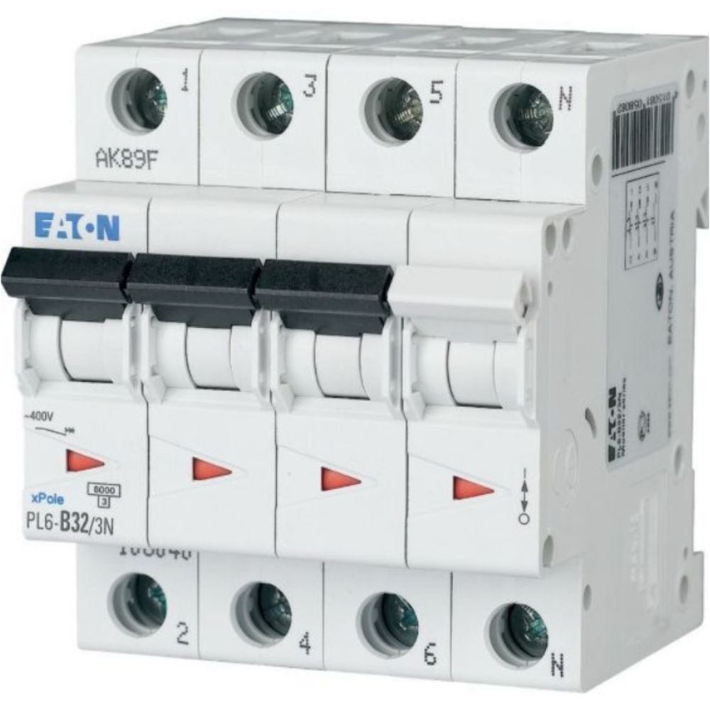 EATON PL6-C32/3N OTOMATİK SİGORTA - 6KA - C EĞRİSİ - 3X32A+N