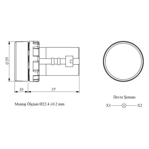 EMAS MBSD024K B SERİSİ MONOBLOK SİNYAL 24V KIRMIZI