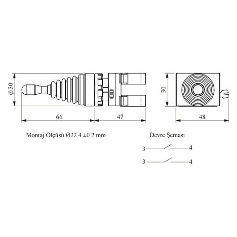 EMAS CP101DJ20 C PLASTİK JOYİSTİK 2 POZ KALICI